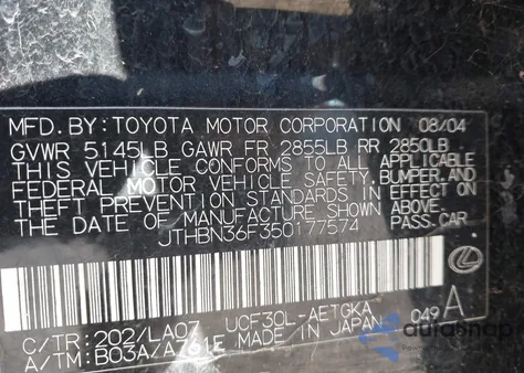 2005 Lexus Ls 430 z USA, uszkodzony, nr VIN JTHBN36F350177574